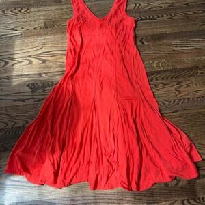 Red flowy A line comfortable basic Maeve Anthropologie dress boho